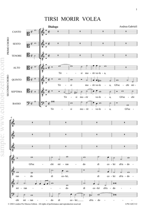 Andrea Gabrieli - Tirsi morir volea à7 (1586)