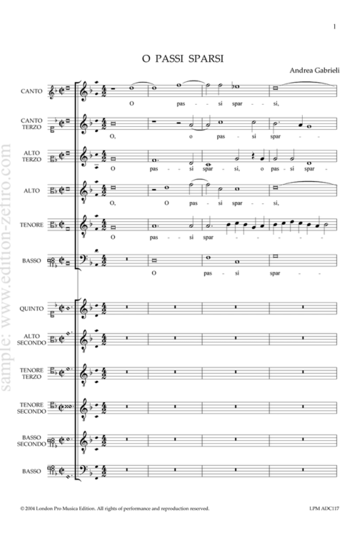 Andrea Gabrieli - O passi sparsi a12 (1587)