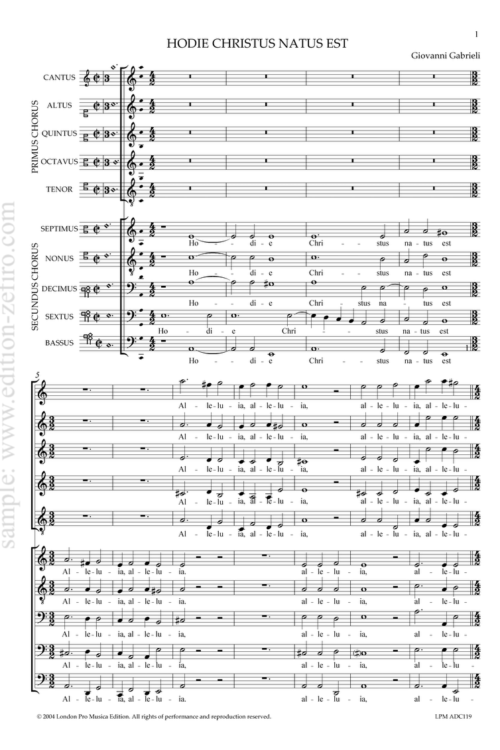 Giovanni Gabrieli - Hodie Christus natus est a10 (1597)
