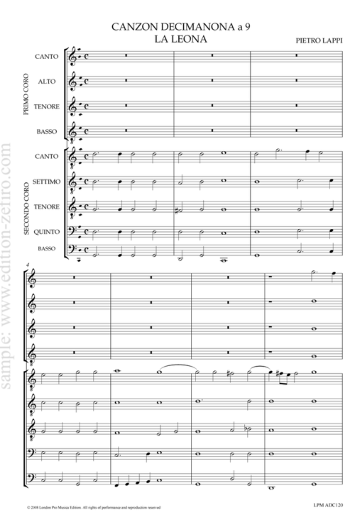 Pietro Lappi - Canzon decimanona La leona a9 - 1616