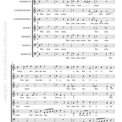 Pevernage: Bon jour, mon coeur à8 (1591)