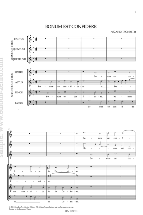 Ascanio Trombetti : Bonum est confidere à7 (1589)
