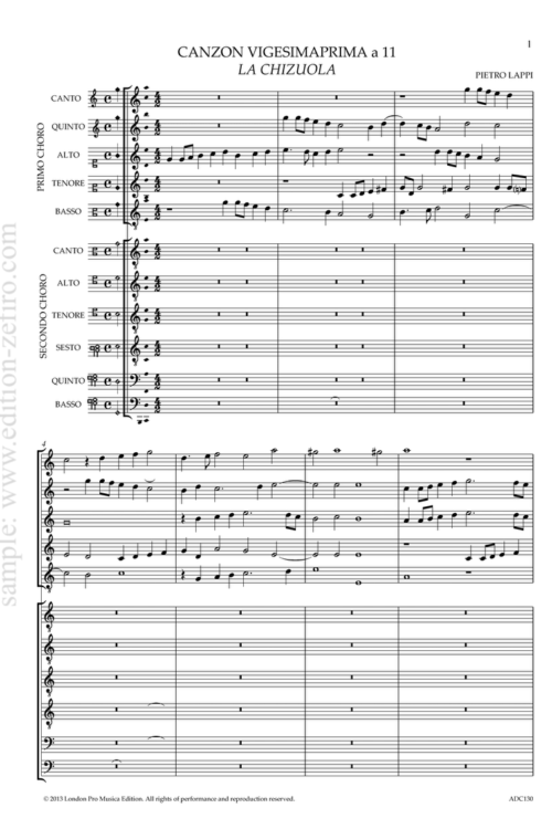 Lappi: Canzon La Chizuola à11 (1616)