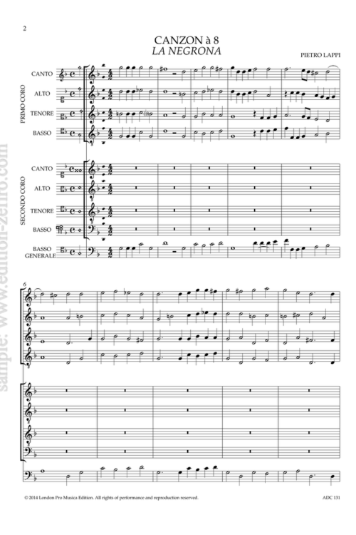 Pietro Lappi : Canzon La Negrona à8 (1608)