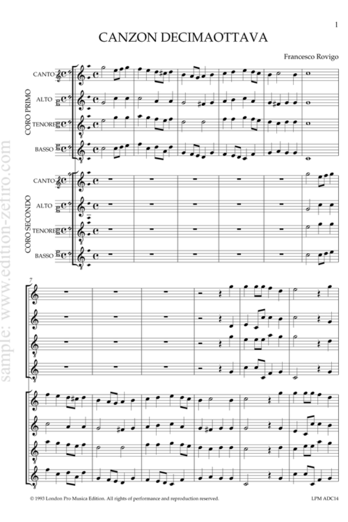 Francesco Rovigo - Canzon Decimaottava
