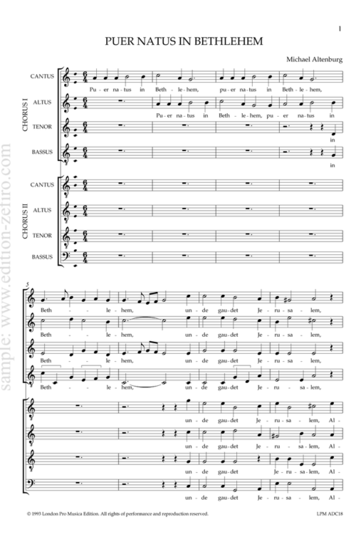 Michael Altenburg : Puer natus in Bethlehem à8 (1621)
