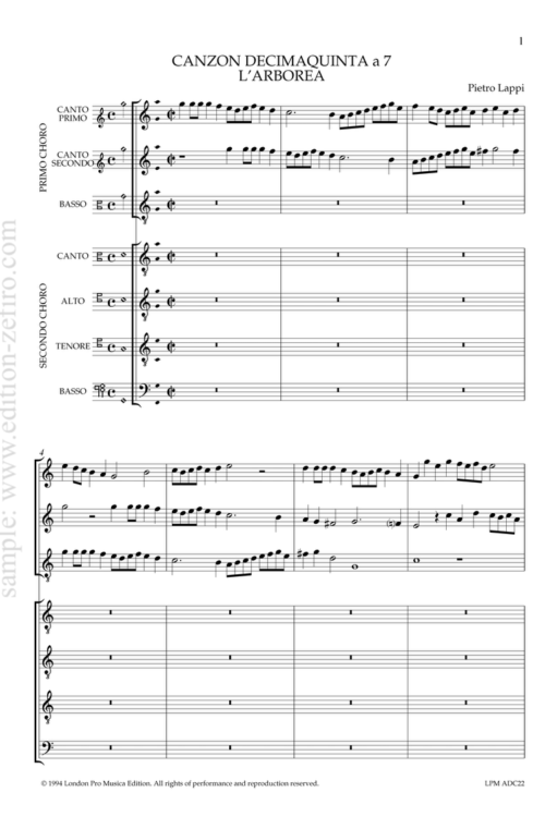 Lappi: Canzon Decimaquinta à7, L'arborea (1616)