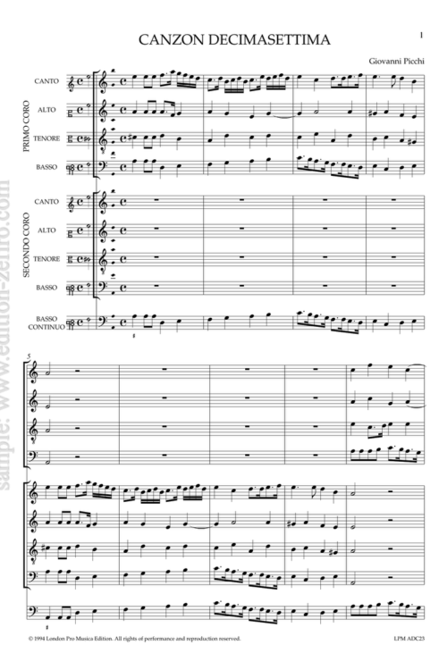 Picchi: Canzon Decimasettima à8 (1625)