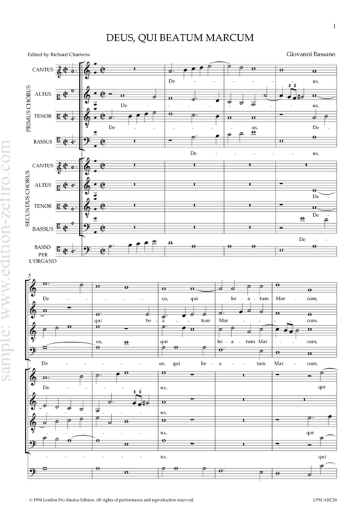 Bassano: Deus qui beatum Marcum à8 (1598)
