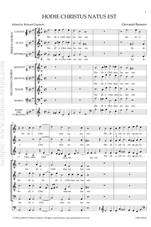 Giovanni Bassano : Hodie Christus natus est à7