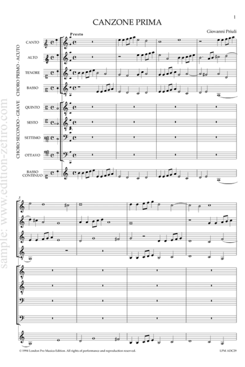 Priuli: Canzone Prima à8 (1618)