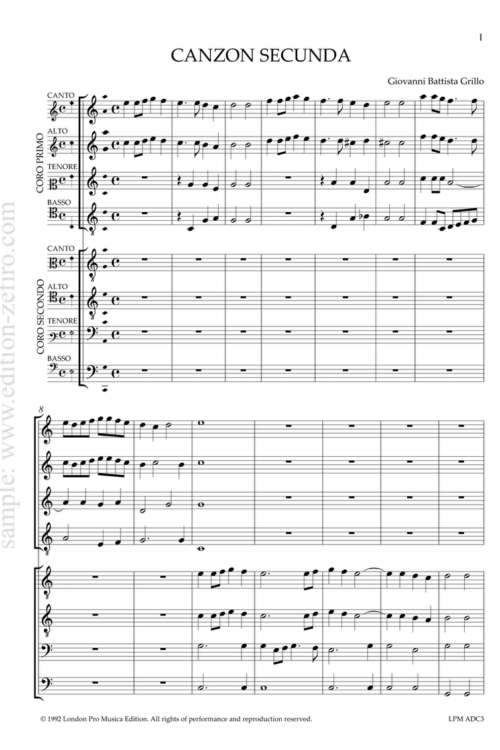 Giovanni Battista Grillo : Canzon Secunda à8