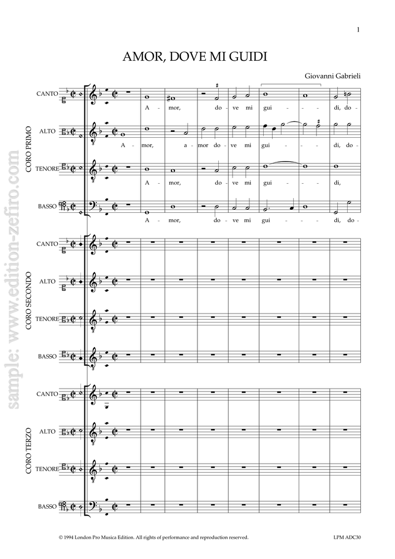 Giovanni Gabrieli - Amor, dove mi guidi a12 (1592)