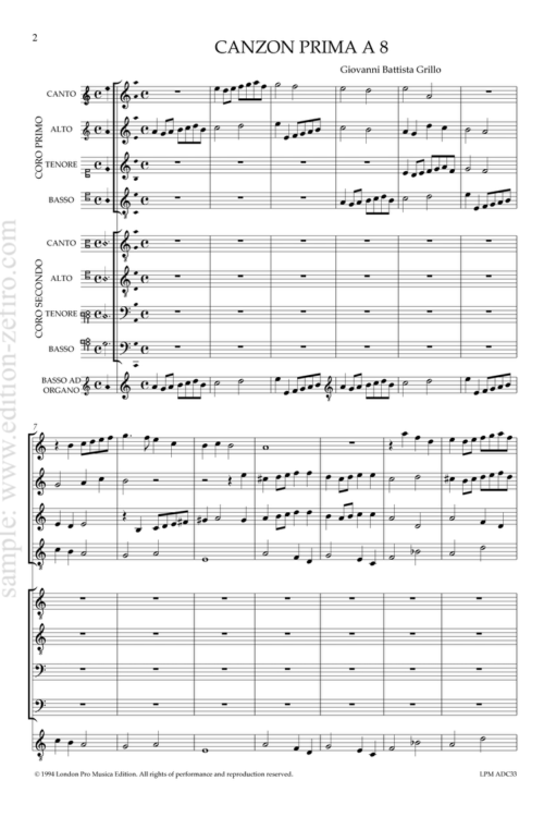 Giovanni Battista Grillo - Canzon Prima à8 (1618)