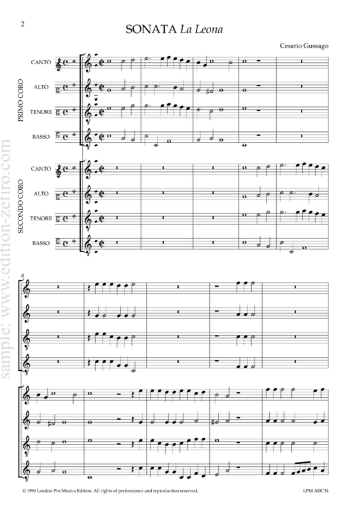 Cesario Gussago - Sonata La Leona à8 - 1608