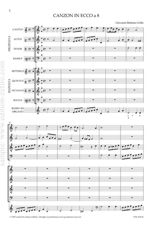 Grillo - Canzon in ecco a8 - 1618