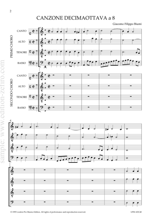 Biumi - Canzone Decimaottava à8