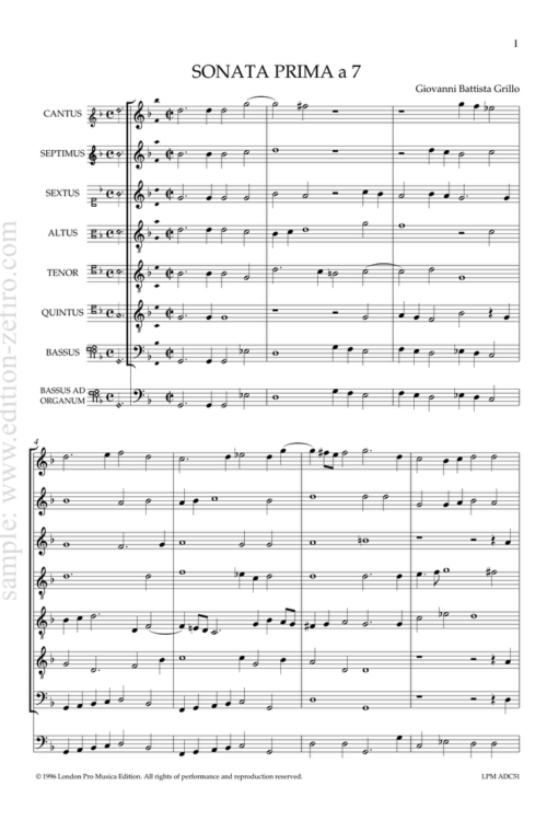 Grillo - Sonata prima a7 - 1618