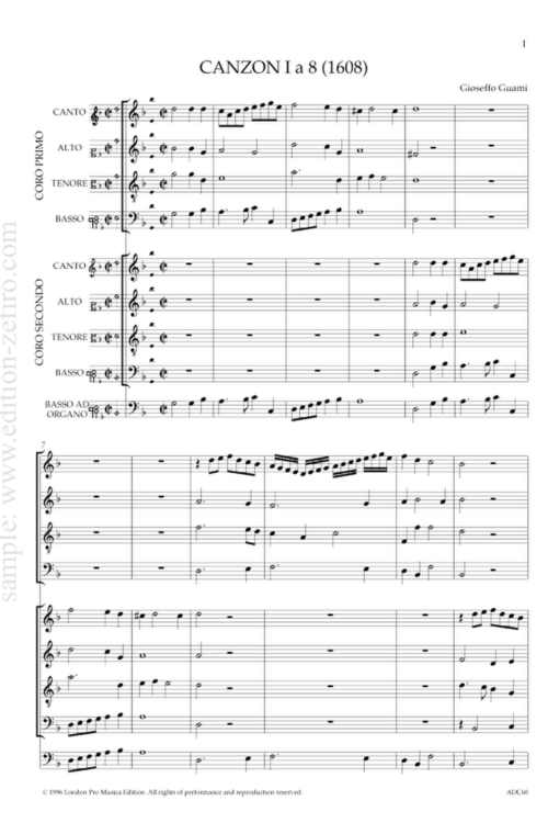 Gioseffo Guami - Canzon 1 a8 1608