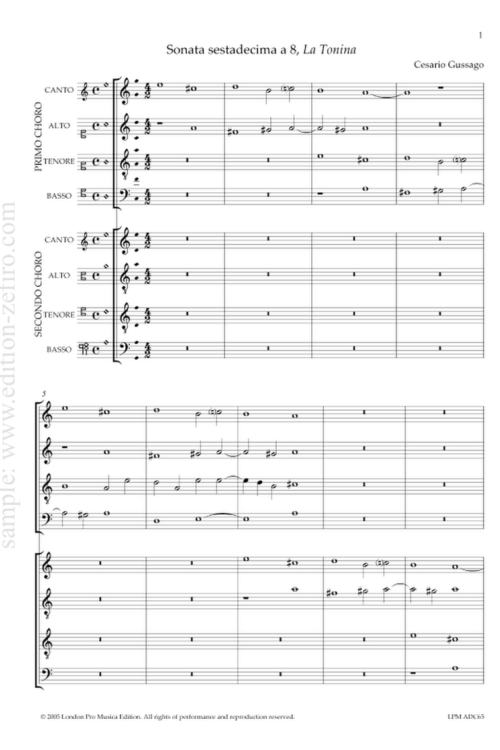 Cesario Gussago - Sonata La Tonina a8 - 1608