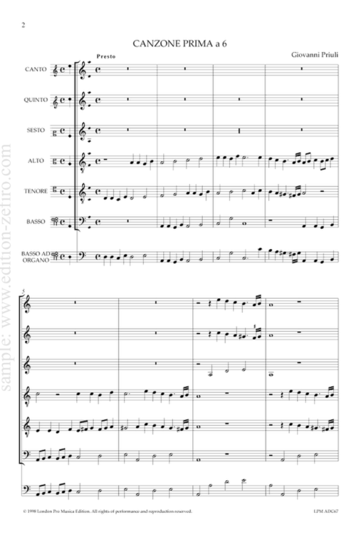 Giovanni Priuli - Canzone Prima a6 - 1618