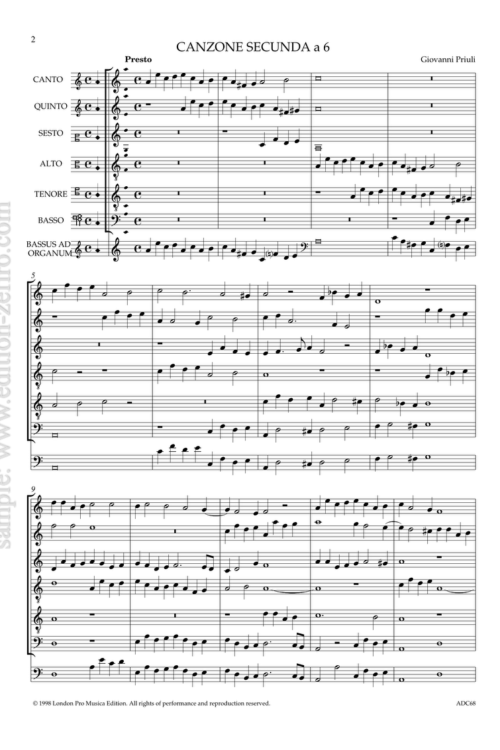 Giovanni Priuli - Canzone Secunda a6 - 1618