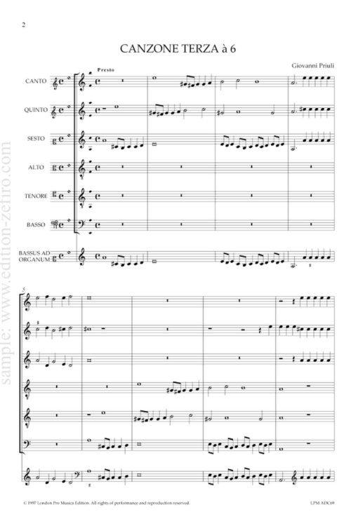 Giovanni Priuli - Canzone Terza a6 - 1618