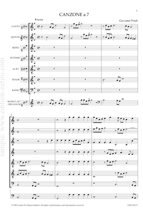 Giovanni Priuli - Canzone a7 - 1618
