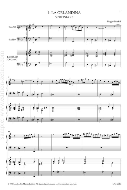 Marini - 3 Sinfonias from Opus 1