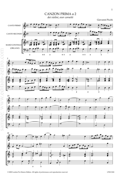 Giovanni Picchi: 3 Canzonas (1621)