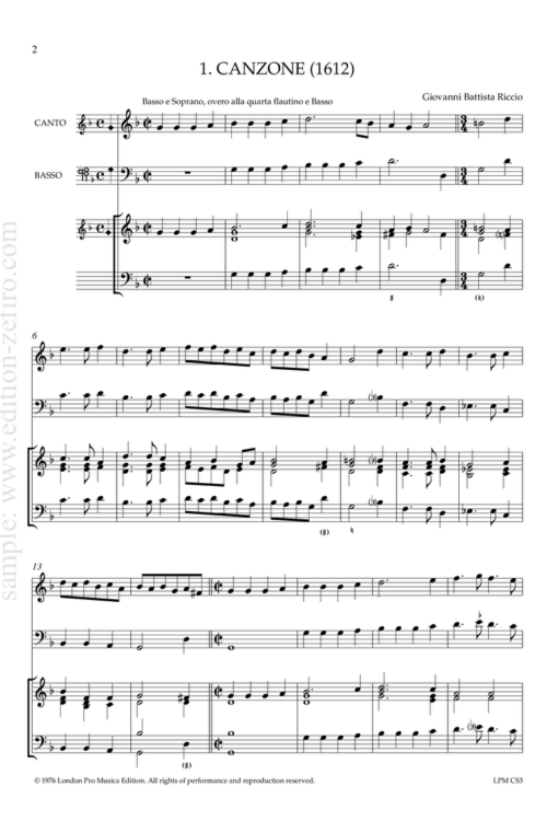 Giovanni Battista Riccio: Canzone (1612)