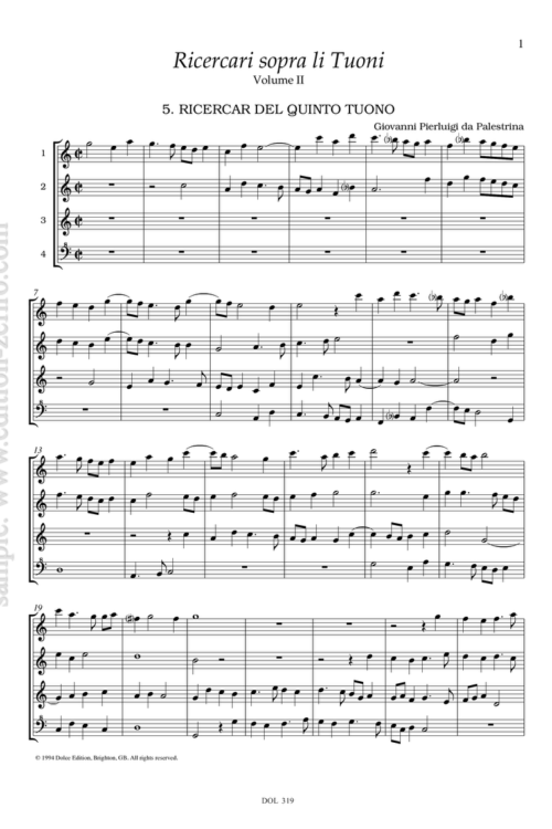 Palestrina: Ricercari sopra li Tuoni, volume 2
