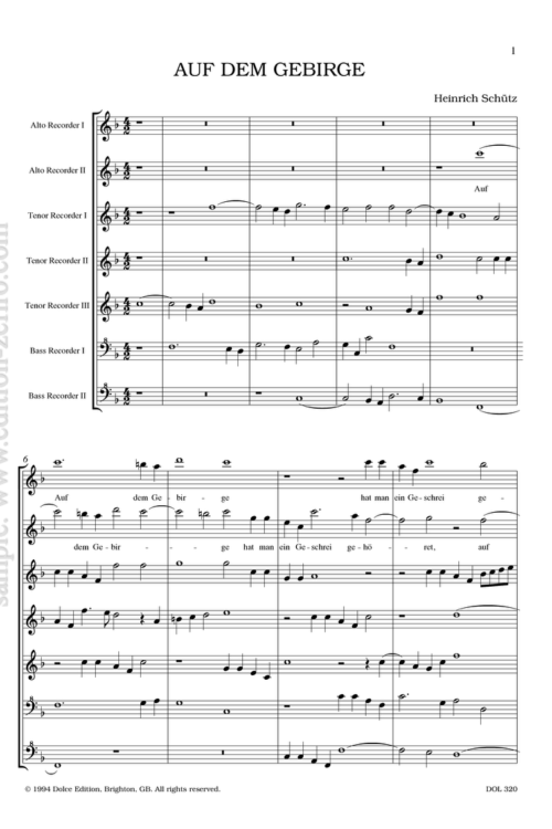 Auf dem Gebirge à7 : Heinrich Schütz