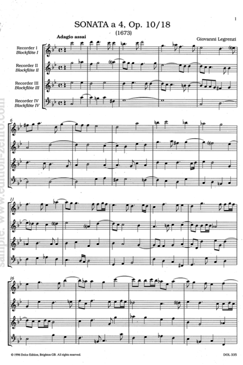 Legrenzi: Sonata à4 Op. 10/18 (1673)