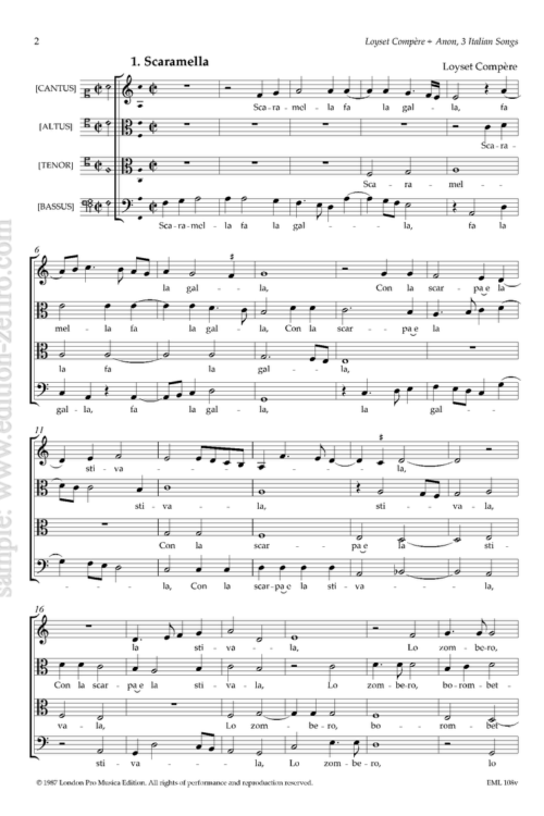 3 Italian Songs (this version for viols) : Loyset Compère
