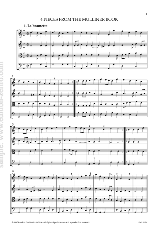 Four Pieces from the Mulliner Book (scored for viols)