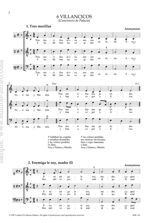 6 villancicos from the Cancionero de Palacio