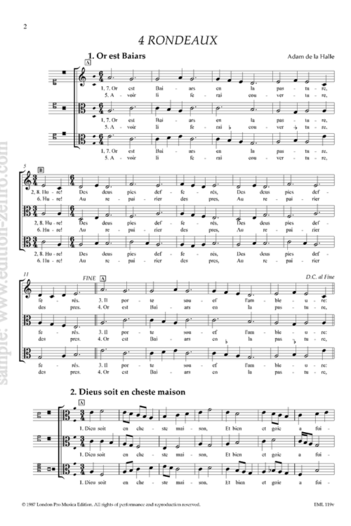 Four Rondeaux : Adam de la Halle (scored for 3 viols)