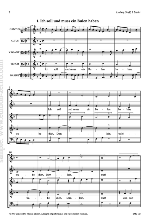 Two Lieder (5 part) : Ludwig Senfl