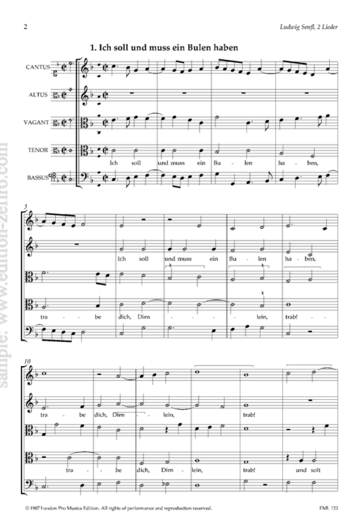 Two Lieder (5 part) (viols) : Ludwig Senfl