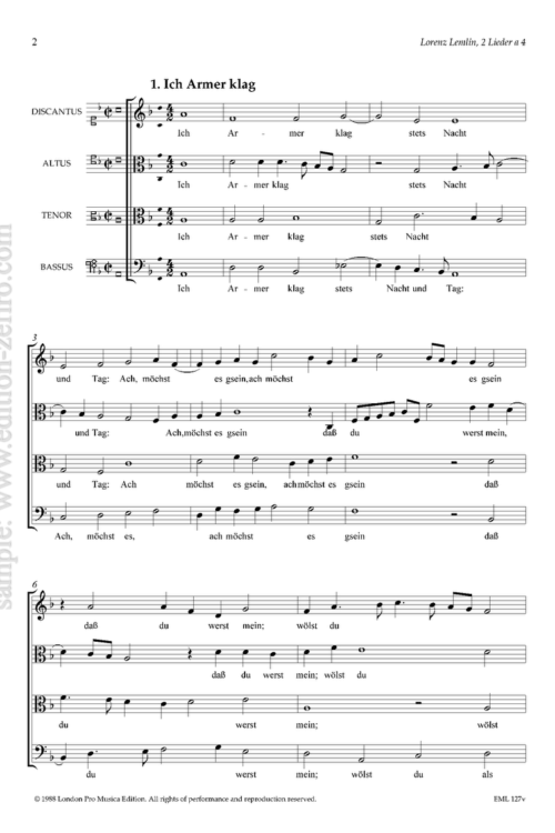 Two Lieder (4 viols) : Lorenz Lemlin