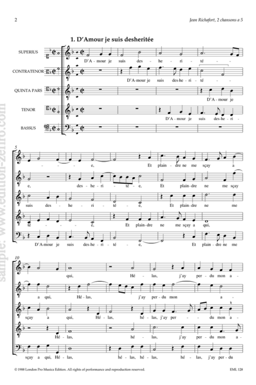 2 Chansons (5 part) : Jean Richafort