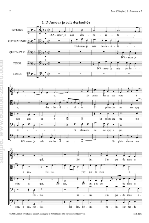2 Chansons (5 viols) : Jean Richafort