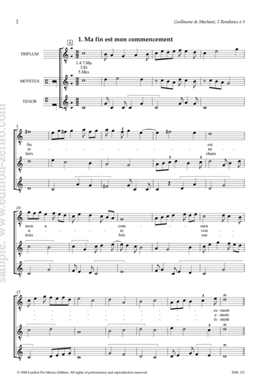 Two Rondeaux : Guillaume de Machaut