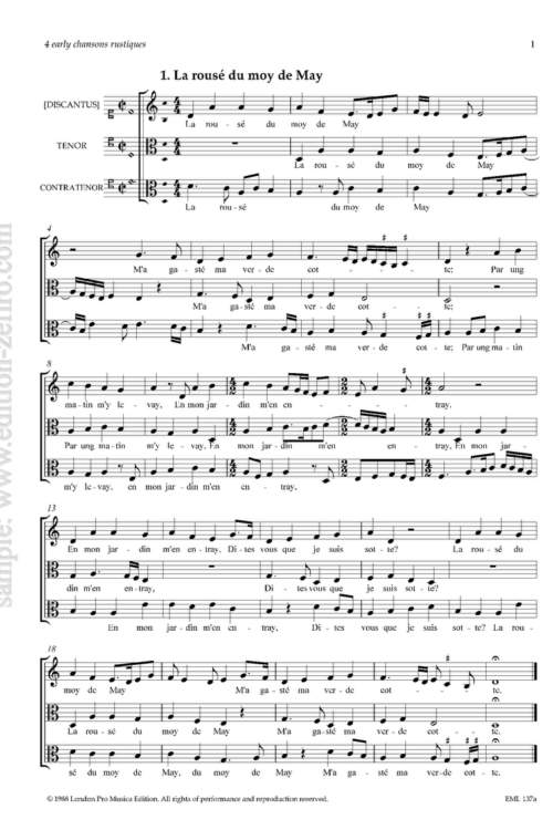 Four Early Chansons Rustiques (viols)