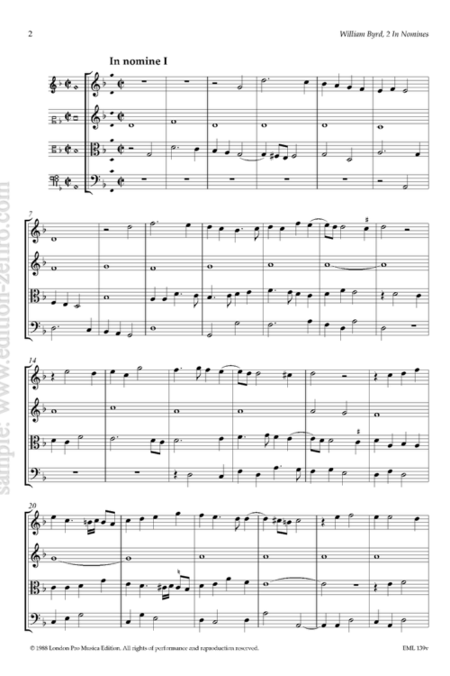 Two In Nomine settings (viols) : William Byrd