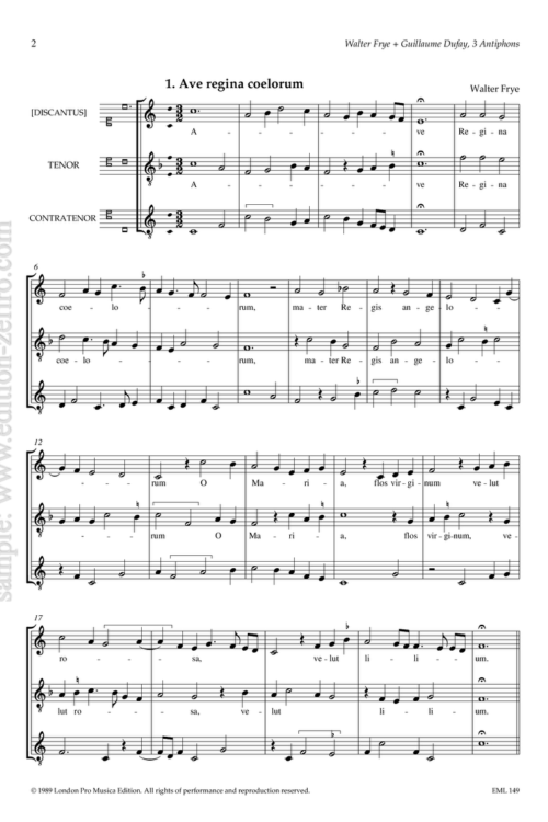 Three Antiphons : composers - Guillaume Dufay and Walter Frye