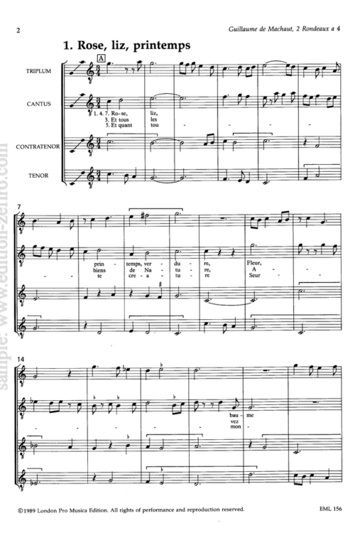 Two Rondeaux à4 : Guillaume de Machaut