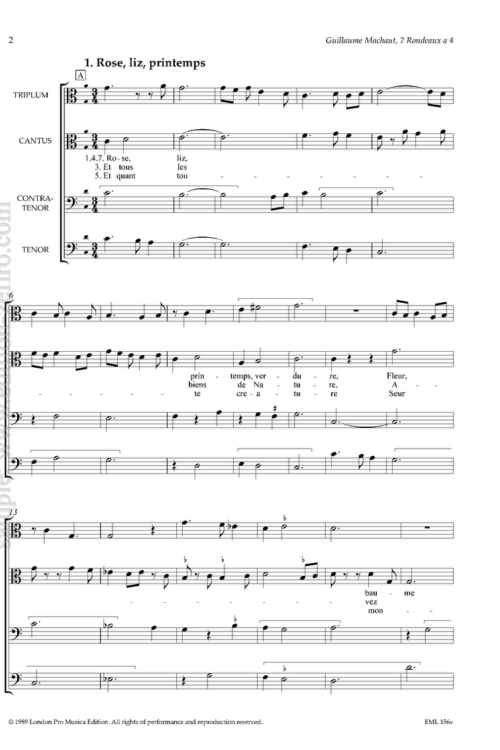 Two Rondeaux à4 : Guillaume de Machaut