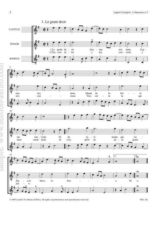 Three Chansons : Loyset Compère